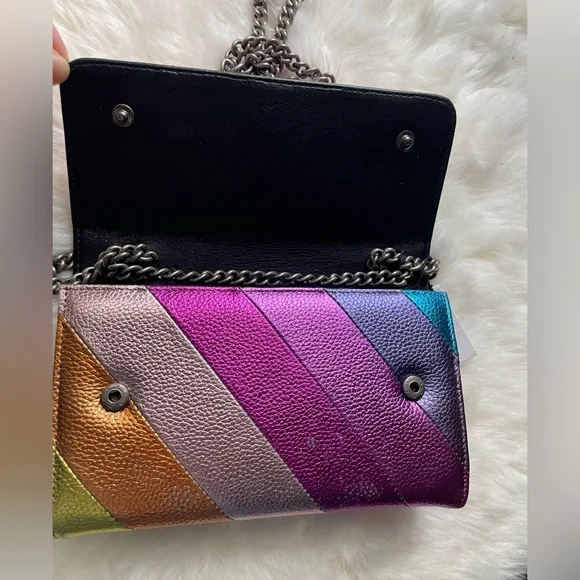 New! Kurt Geiger Rainbow Striped Crossbody Bag - Picture 6 of 9